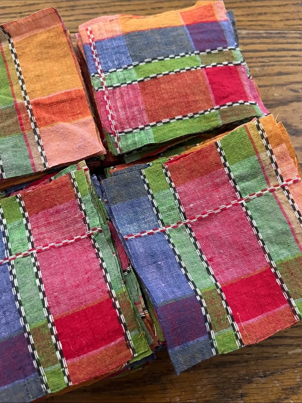 Quilt patchwork Colorful Plaid Cotton Set of Multicolor Squares
